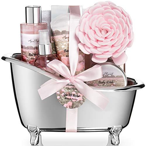 Spa Gift Baskets For Women - Luxury Bath Set With Rose Oil & Peony - Spa Kit ...
