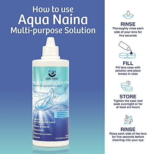 Aqua Naina (2 Pack) 12 Fl Oz | Contact Lens Solution | Cleaning and Disinfect...