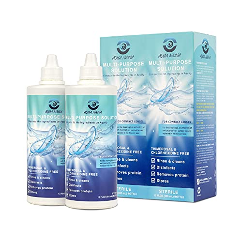 Aqua Naina (2 Pack) 12 Fl Oz | Contact Lens Solution | Cleaning and Disinfect...