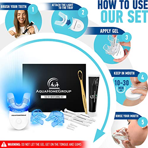 AquaHomeGroup Teeth Whitening Kit with LED Light and Gel - Snow Teeth Whitene...
