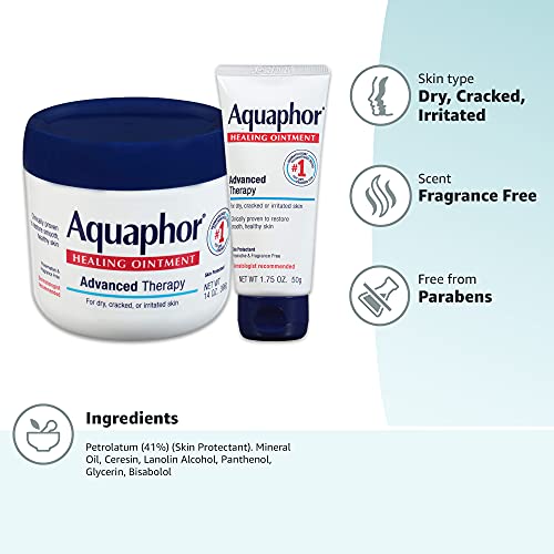 Aquaphor Healing Ointment - Variety Pack, Moisturizing Skin Protectant For Dr...