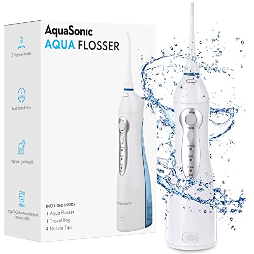 Aquasonic Aqua Flosser - Professional Rechargeable Water Flosser with 4 Tips ...