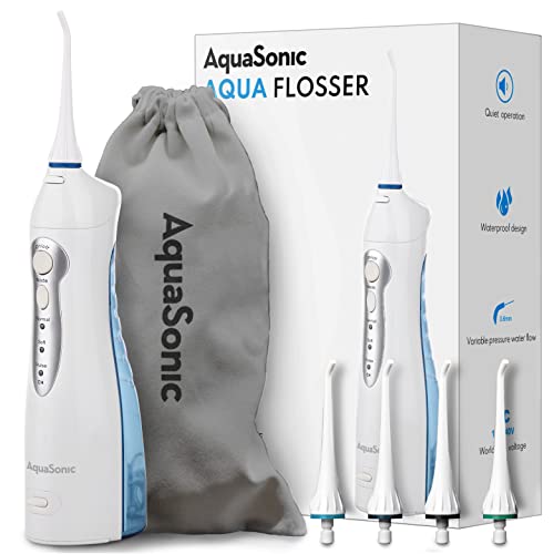Aquasonic Aqua Flosser - Professional Rechargeable Water Flosser with 4 Tips ...