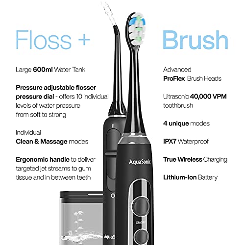 AquaSonic Home Dental Center PRO – Complete Home Oral Care – Brush & Floss – ...