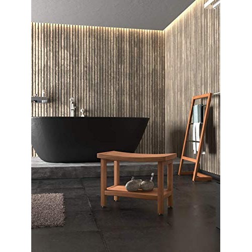 AquaTeak Patented 24" Sumba Teak Shower Bench with Shelf