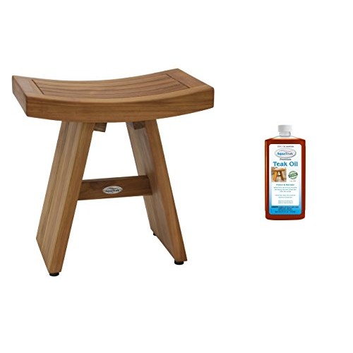AquaTeak The Original 18" Asia Teak Shower Bench & AquaTeak Premium Teak Oil