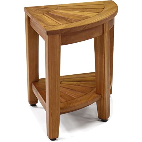 The Original Kai 15.5" Corner Teak Shower Bench with Shelf
