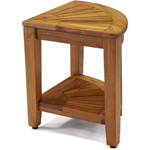 The Original Kai 15.5" Corner Teak Shower Bench with Shelf