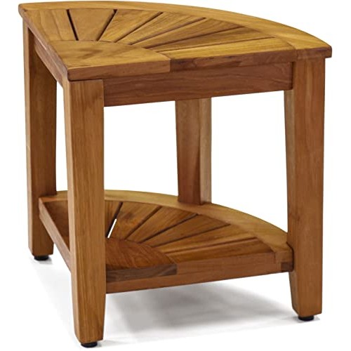 The Original Kai 15.5" Corner Teak Shower Bench with Shelf