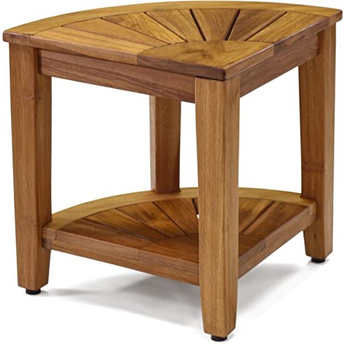 The Original Kai 15.5" Corner Teak Shower Bench with Shelf