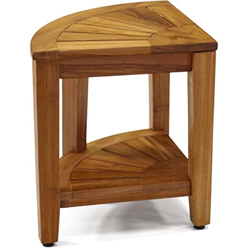 The Original Kai 15.5" Corner Teak Shower Bench with Shelf