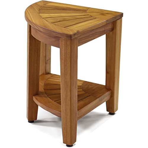 The Original Kai 15.5" Corner Teak Shower Bench with Shelf
