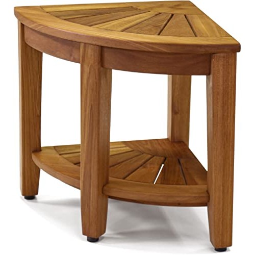 The Original Kai 15.5" Corner Teak Shower Bench with Shelf