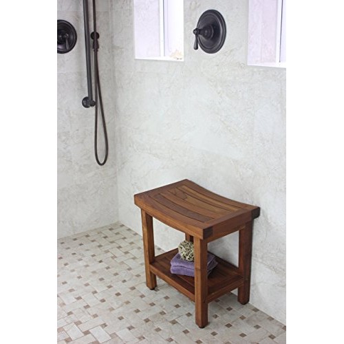The Original Sumba 18" Teak Shower Bench with Shelf