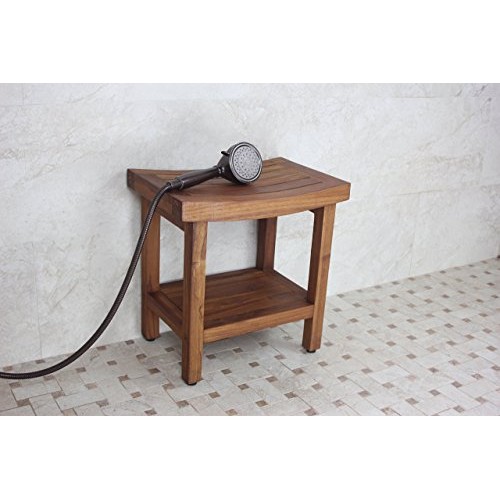 The Original Sumba 18" Teak Shower Bench with Shelf