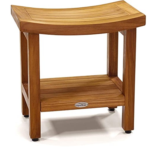 The Original Sumba 18" Teak Shower Bench with Shelf