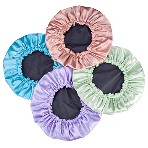 Aquior Shower Cap, 4-Pack Bathing Reusable Shower Caps for Long Hair Women, D...
