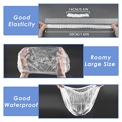 Aquior Shower Cap Disposable,100 PCS Bath Caps Large Thick Clear Waterproof P...