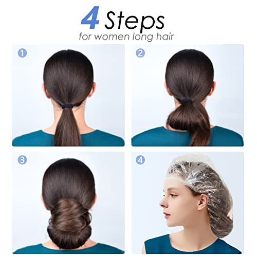 Aquior Shower Cap Disposable,100 PCS Bath Caps Large Thick Clear Waterproof P...