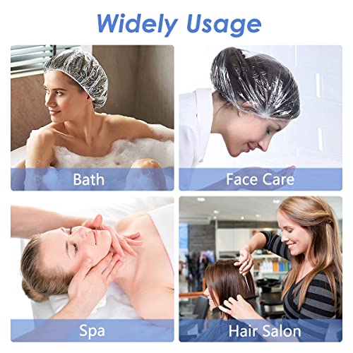 Aquior Shower Cap Disposable,100 PCS Bath Caps Large Thick Clear Waterproof P...