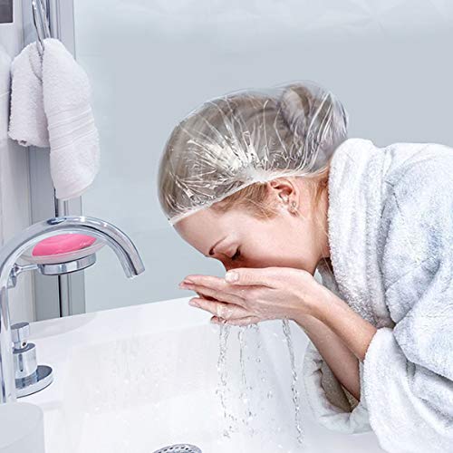Aquior Shower Cap Disposable,100 PCS Bath Caps Large Thick Clear Waterproof P...