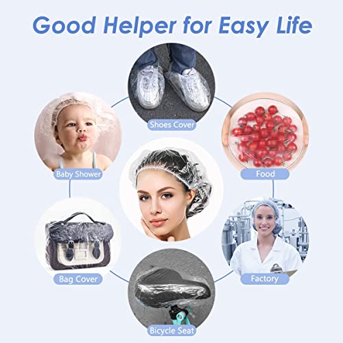 Aquior Shower Cap Disposable, 50 PCS Bath Caps Large Thick Clear Waterproof P...