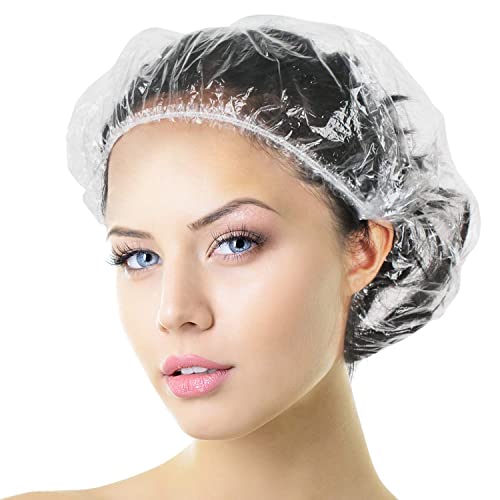 Aquior Shower Cap Disposable, 50 PCS Bath Caps Large Thick Clear Waterproof P...