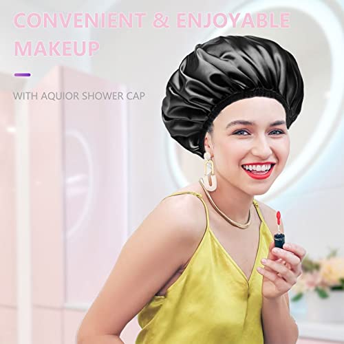 Aquior Shower Cap,Extra Large Triple Layer Bathing Cap with Dry Hair Function...