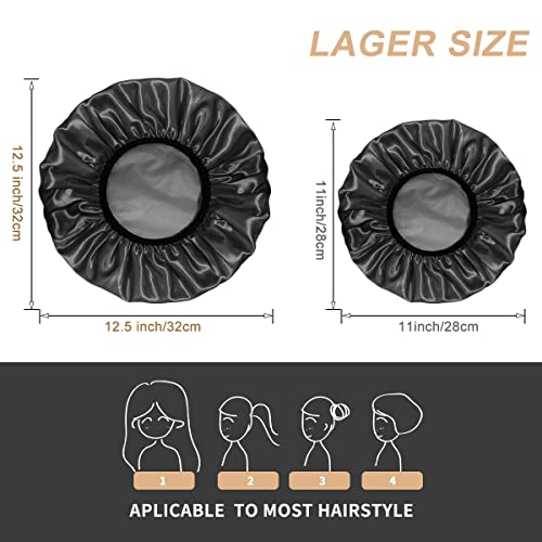 Aquior Shower Cap for Women Reusable, Extra Large Shower Cap for Men,Satin EV...