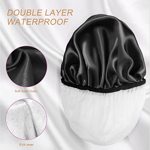 Aquior Shower Cap for Women Reusable, Extra Large Shower Cap for Men,Satin EV...