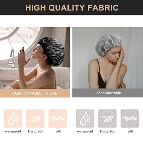 Aquior Shower Cap for Women Reusable, Extra Large Shower Cap for Men,Satin EV...