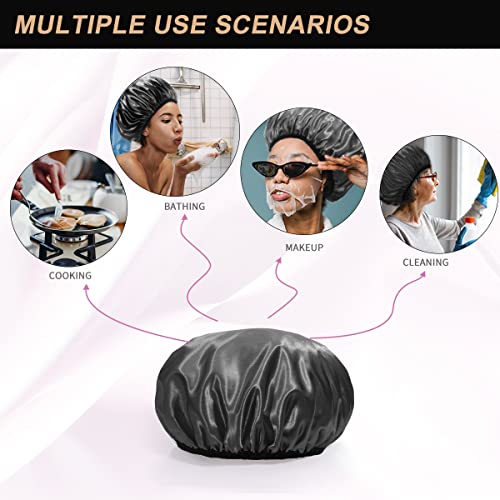 Aquior Shower Cap for Women Reusable, Extra Large Shower Cap for Men,Satin EV...