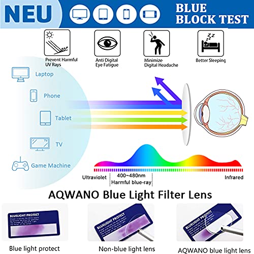 AQWANO Computer Reading Glasses Blue Light Blocking UV Protection Lightweight...