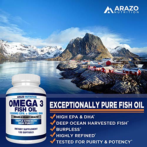 Omega 3 Fish Oil 4,080mg - High EPA 1200mg + DHA 900mg Triple Strength Burple...