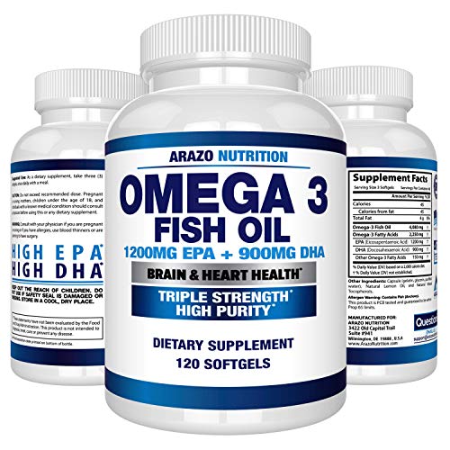 Omega 3 Fish Oil 4,080mg - High EPA 1200mg + DHA 900mg Triple Strength Burple...