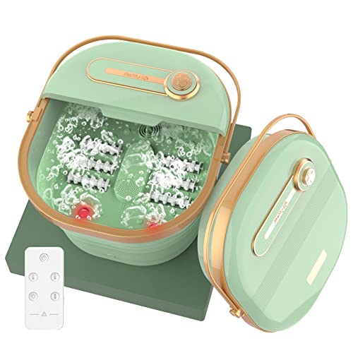 Foot Spa Bath Massager with Heat, Foldable Foot Spa with Remote, Wellspring M...