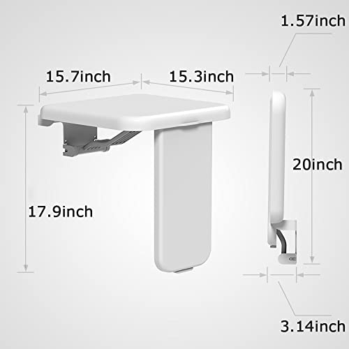 Shower Seat for Inside Shower, Arcwares Folding Shower Seat Wall Mounted, Fol...