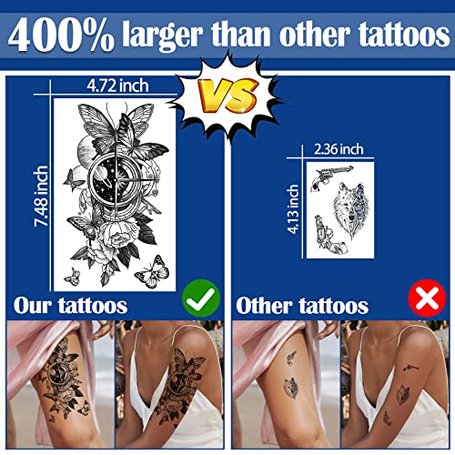Aresvns Cute temporary tattoo for women and kids 250 pcs,Waterproof floral fa...