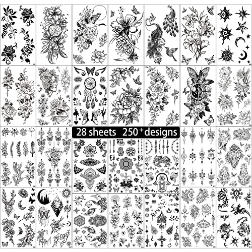 Aresvns Cute temporary tattoo for women and kids 250 pcs,Waterproof floral fa...