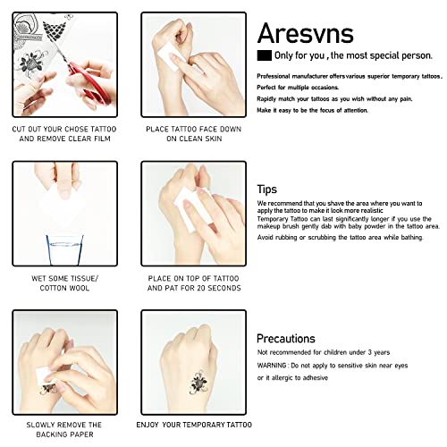 Aresvns Cute temporary tattoo for women and kids 250 pcs,Waterproof floral fa...