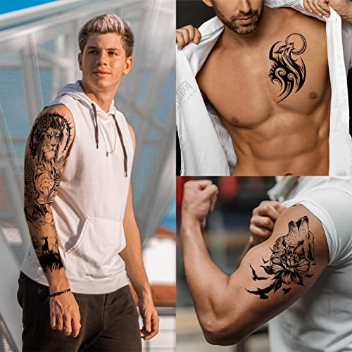 Aresvns Sleeve Tattoos for Men Women and Kids (L19“xW7”),Waterproof Realistic...