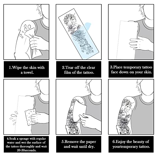 Aresvns Sleeve Tattoos for Men Women and Kids (L19“xW7”),Waterproof Realistic...