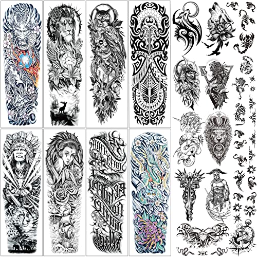 Aresvns Sleeve Tattoos for Men Women and Kids (L19“xW7”),Waterproof Realistic...