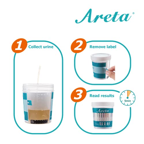 Areta 14 Panel Drug Test Cup Kit with BUP (Buprenorphine) and Temperature Str...
