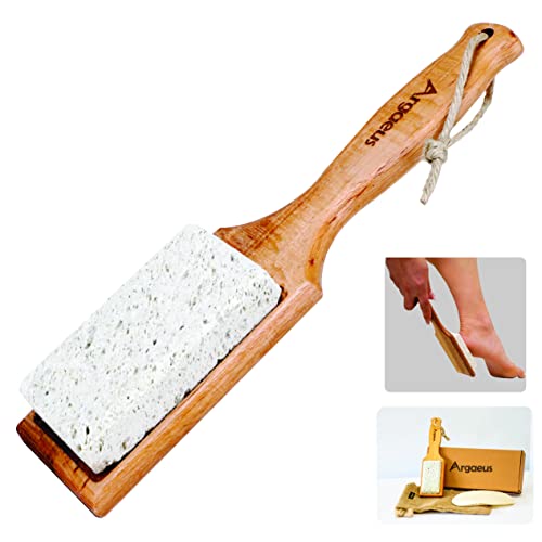 Argaeus Natural Pumice Stone for Feet with Handle - A Volcanic Foot Pumice St...