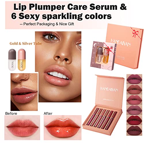 DEROL Lip Plumper Set,Natural Lip Plumper and Lip Care Serum,Lip Enhancer for...