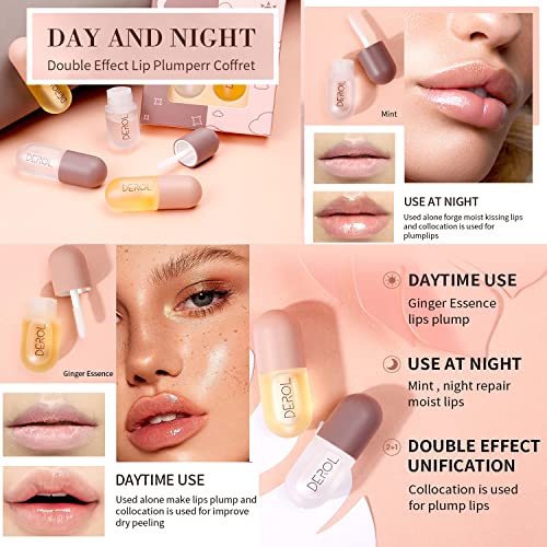 DEROL Lip Plumper Set,Natural Lip Plumper and Lip Care Serum,Lip Enhancer for...