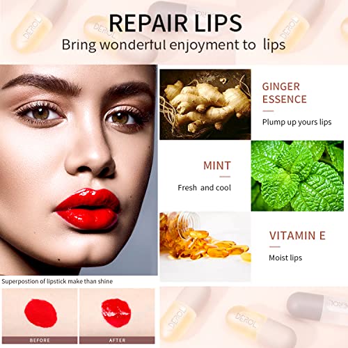 DEROL Lip Plumper Set,Natural Lip Plumper and Lip Care Serum,Lip Enhancer for...