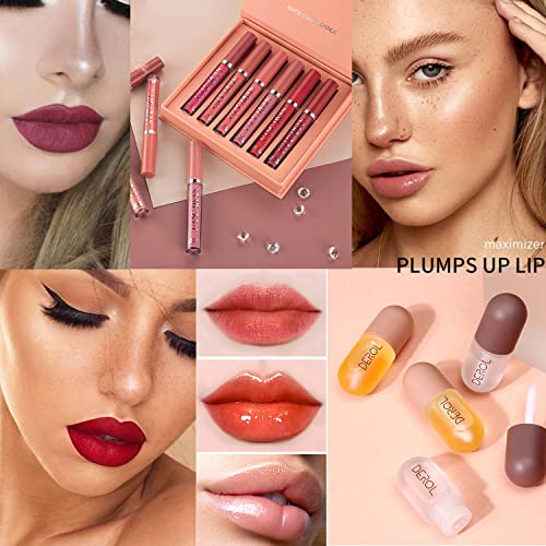 DEROL Lip Plumper Set,Natural Lip Plumper and Lip Care Serum,Lip Enhancer for...