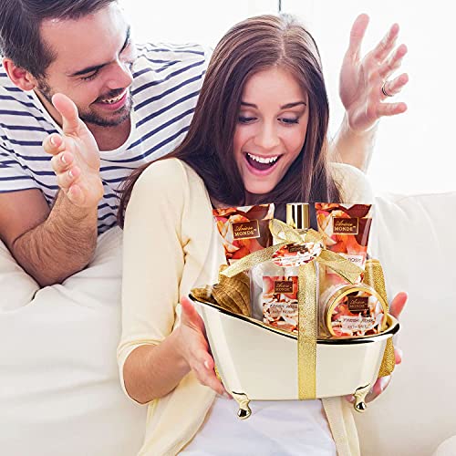 Bath and Body Gift Set for Women & Men, 10 Pcs Spa Gift Basket with Fresh Ros...